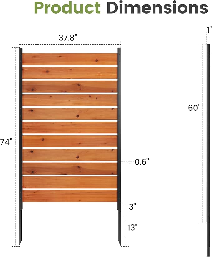 Wood Privacy Screen,No Dig Outdoor Garden Fence,Great for Hiding Trash Cans and Air Conditioner,Decorative Patio Privacy Screen for Backyard,Balcony (Reddish Brown)