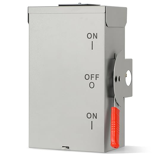 100A Generator Transfer Switch for Home Backup Power, Manual Double Throw Safety Switch 120V/240V, NEMA 3R Outdoor Enclosure, Designed for Residential Generator Use