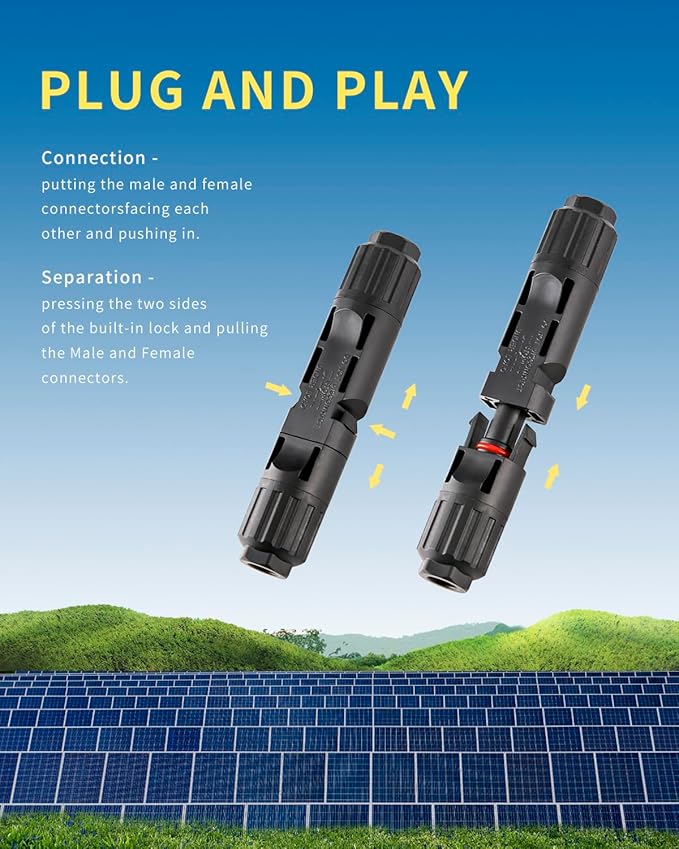 VOU 5Pairs(10AWG) DC Solar photovoltaic PV Connector with Spanners 1000V35A IP68 Waterproof Solar Panel Cable Connectors Kit for Cable 2.5/4/6mm2…