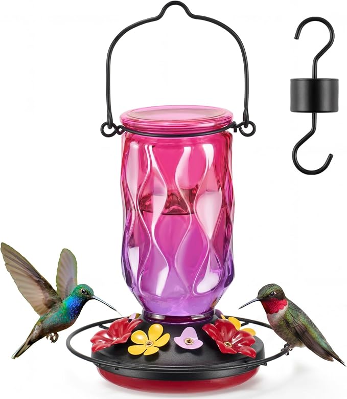 Kingsyard Glass Hummingbird Feeder for Outdoors + Kingsyard Glass Hummingbird Feeder for Outdoors