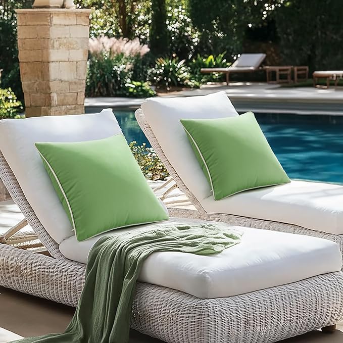 MIULEE Pack of 2 Outdoor Waterproof Pillow Covers Decorative Farmhouse Throw Pillow Covers Square Solid Color Couch Pillow Covers Spring for Patio Tent Bed Sofa Living Room 18x18 Inch Sage