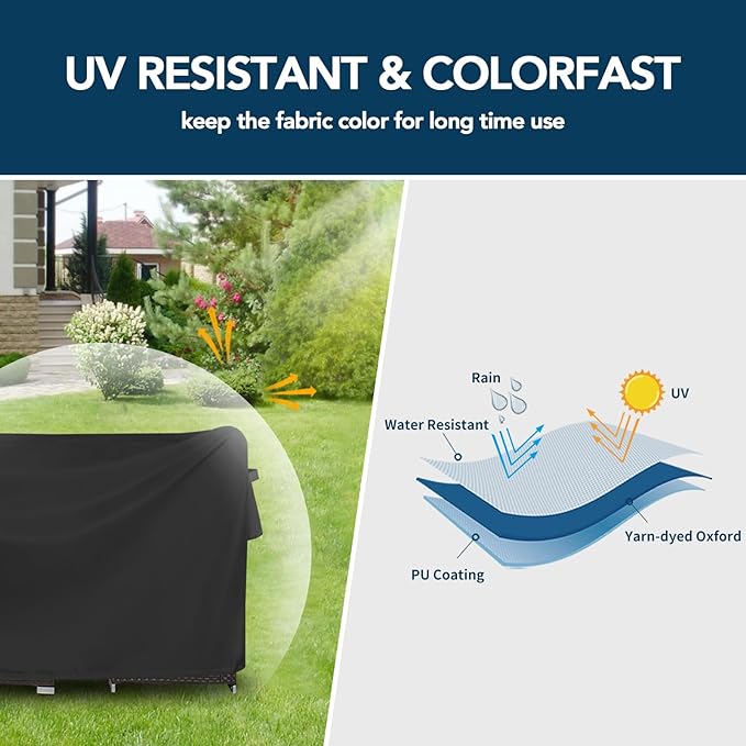 Easy-Going Square Patio Furniture Cover Waterproof Outdoor Dining Table and Chair Cover Anti-UV Outside Sectional Sofa Set Covers (76"L x 76"W x 28"H, Black)