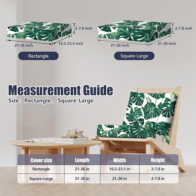 8Pcs Stretch Patio Cushion Covers, Outdoor Couch & Sofa Replacement Slipcovers for Patio Furniture Cushion Covers, Washable Reusable Furniture Protector
