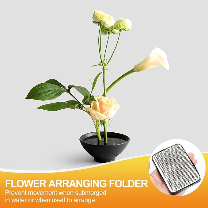 PATIKIL 3.7"x3.7" Flower Frog, Brass Flower Arrangement Holder Square Floral Pin Frogs Ikebana Arranger Tool for Vase Supplies Home Office DIY Craft, Silver
