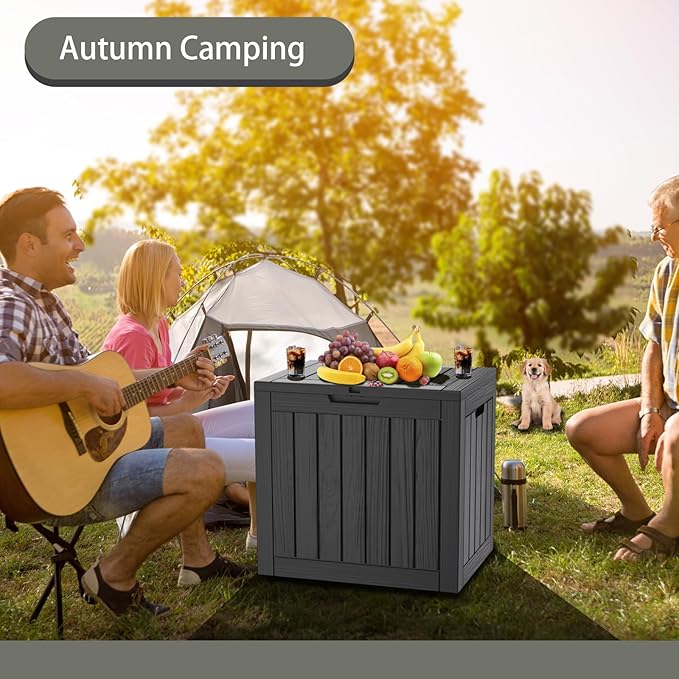 Outdoor Storage Box 30GAL Waterproof Resin Deck Box,UV-Resistant Lockable Package Delivery Bin for Garden Tools,Patio Outside Cushions,Pool Accessories Supplies,Chest,Furniture,Black