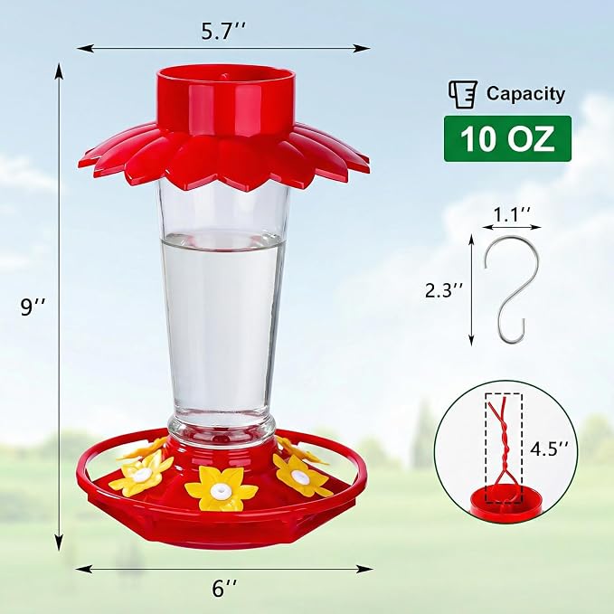 Bundle with 1 Pack Hand Blown Glass Hummingbird Feeders&2 Pack Plastic Hummingbird Feeders for Outdoors