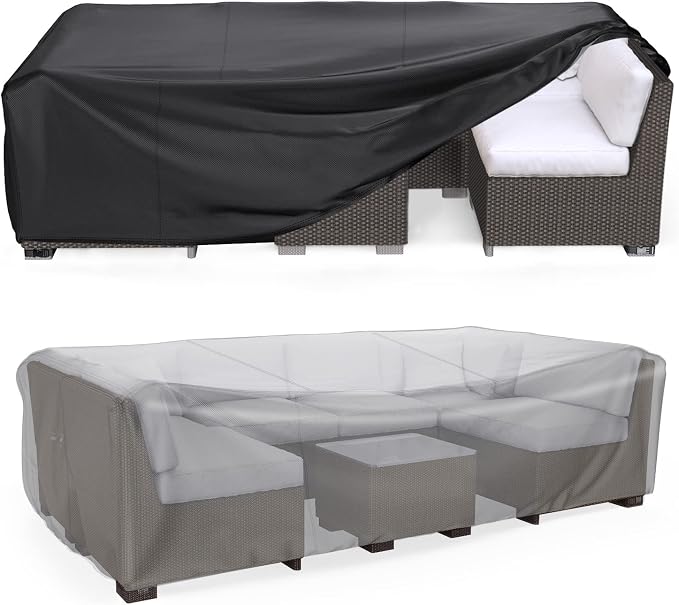 Heavy Duty Patio Furniture Covers Waterproof, Mrrihand Patio Furniture Outdoor Sectional Sofa Couch Set, Patio Table and Chair Set Cover 89.7" L×62.2" W×28.3" H