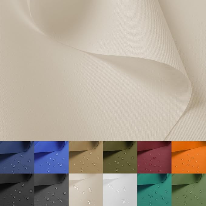 Nylon Fabric, 58"W 420D Waterproof Fabric 2 Yard Ripstop Nylon Material Outdoor Upholstery Twill Sewing Material for Patio Chair, Lining, Cushion, Purse, Tote Bag, Tent, Tarp Cover, DIY Project Ivory
