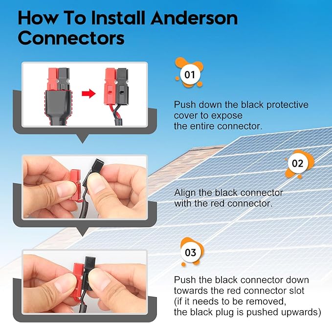 Anderson to DC 8mm Female Adapter Cable 1 to 2 High Power Port to DC8mm Splitter Solar Connector Adapter Y Parallel Cable Compatible with GZ Jackery Andersons Powerpole