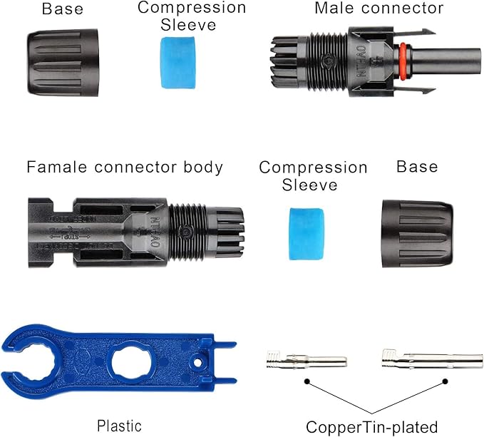 Solar Connectors - Male & Female IP67 Waterproof Connector (50 Pairs Male/Female)