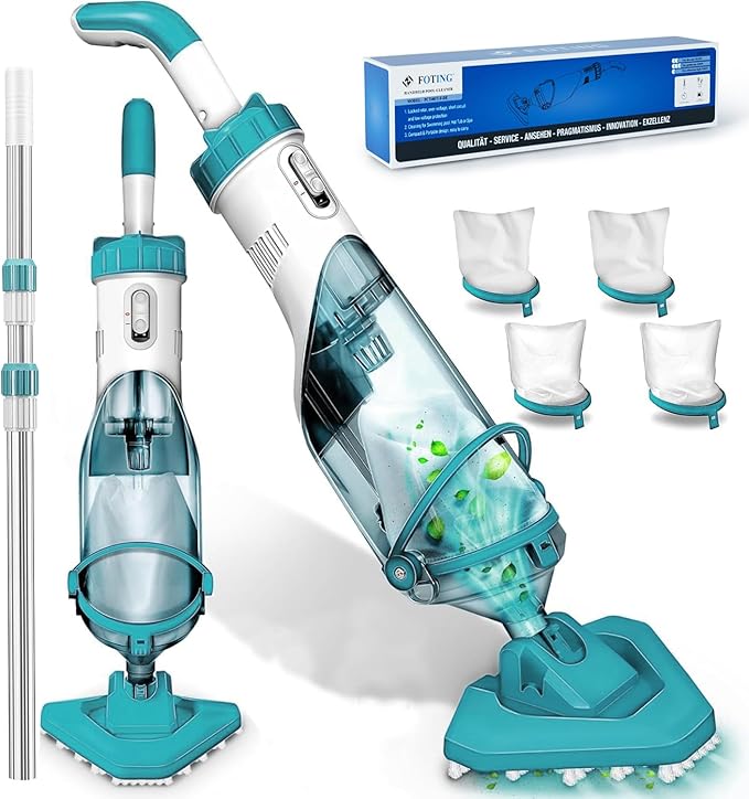 Handheld Hot Tub Spa Pool Vacuum, 19 gallons/min, Cordless Rechargeable Pool Vacuum for Above Ground Pool, 60 Mins Running Time, Ideal for Leaves, Cleaning Debris and Sand Underwater