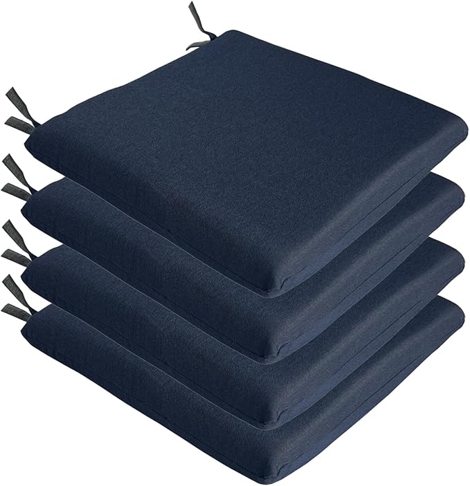 COZYVIDA 18.5x18.5 Inch Patio Chair Cushion 4 Packs Resilient Foam Filling Water-Resistant Tear-Resistant UV Resistant Weather Resistant UV-Resistant 1000+ Hrs for Patio Furniture,Midnight