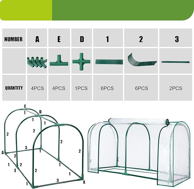 GlikCeil 2 Pcs 47" l x 21" W x 24" H Greenhouse Cover Portable Mini Outdoor Indoor Tabletop Greenhouse for Healthy Plants, Raised Garden Beds, Vegetable Rows, Include Frame and Cover