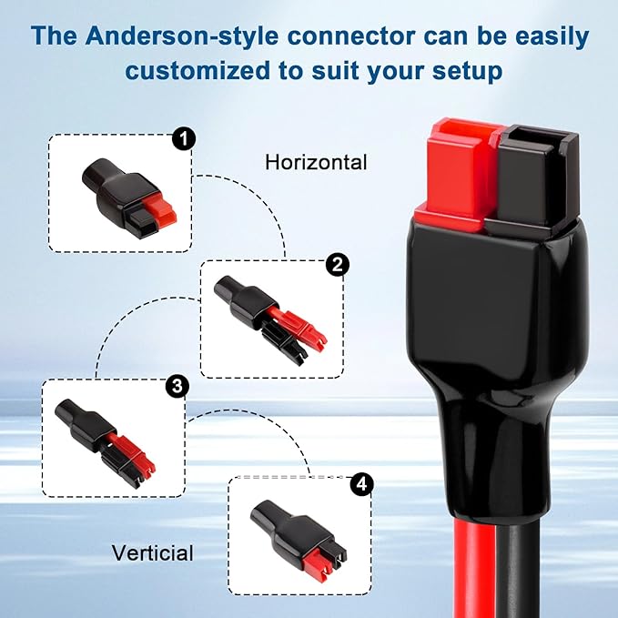 XRDS -RF 10AWG Anderson-Style Extension Cable 30FT, Anderson-Style 30A Connectors, Tinned Copper with PVC Jacket, Power Connect/Disconnect for Solar Panels, RVs, and Battery Systems