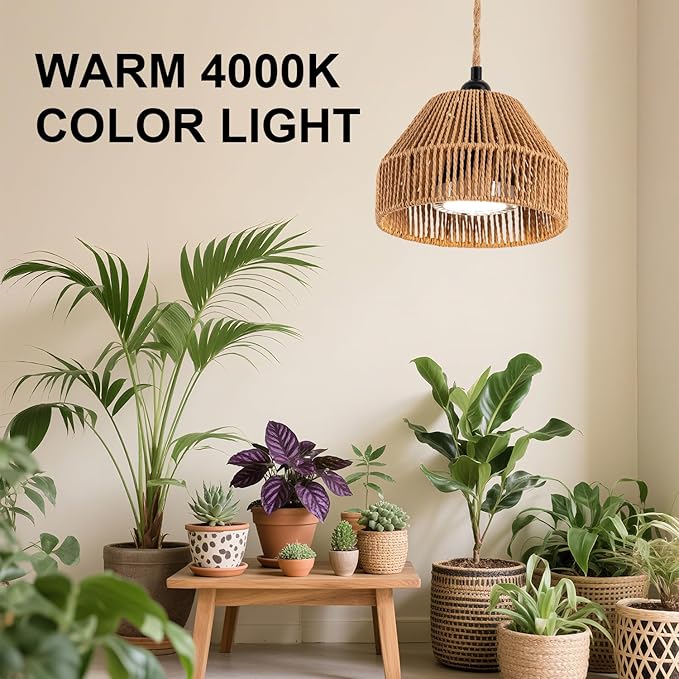 30W Indoor Hanging Plant Light, 4000K Bohemian Plant Growth Light, 15 Foot Power Cord, Automatic Timing, Indoor Hanging Growth lamp Used for Gardening, Banyan Trees, and greenhouses