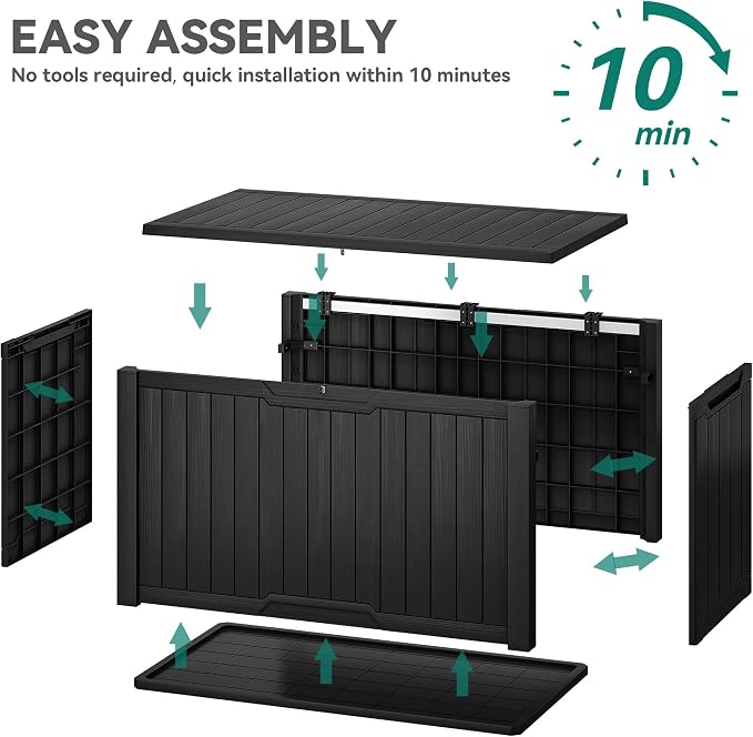 YITAHOME XXL 230 Gallon Large Outdoor Storage Deck Box for Patio Furniture, Outdoor Cushions, Garden Tools and Sports/Pools Equipment, Weather Resistant Resin, Lockable (Black)