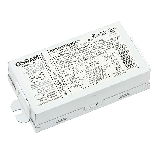 Osram 57351 Optotronic 40W 120/277V AC 50/60Hz Constant Current Dimmable Compact LED Driver OTi 40W/120-277/1A4 DIM-1