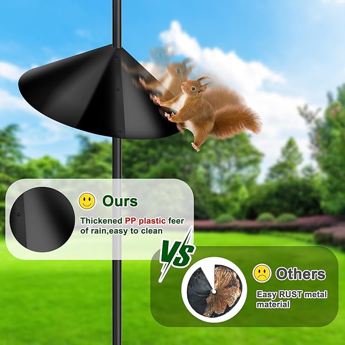19-Inch Squirrel Proof Baffles for Protecting Outside Pole Bird Feeders and Bird Houses, Pole Mount Squirrel Guard Stopper(Black,2 Packs)