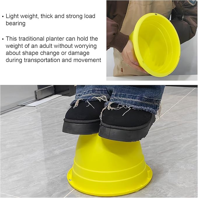 RooTrimmer 10 Inch Plant Pots Set of 5,Lightweight Plastic Planters with Drainage Holes & Plugs,Durable Plant Containers for Indoor Outdoor Houseplants,Flowers,Patio & Garden(Yellow)