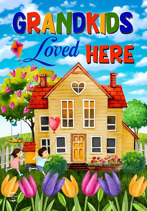Grandkids Loved Here Spring House Flag Home Tulips 28" x 40" Briarwood Lane