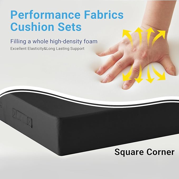 IPYNBAP Outdoor Cushions for Patio Furniture,Outdoor Seat Cushion Set 24 x 24 x 5.75 Inch,Waterproof & Fade Resistant Outdoor Chair Cushions,Deep Patio Chair Cushion with Removable Cover,Black