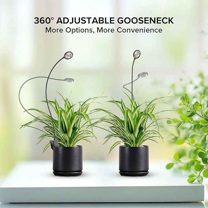 Grow Light for Indoor Plants, Full Spectrum Clip Plant Grow Lights, 7W LED Plant Growing Lamps with Auto On/Off Timer 4/8/12H, 4 Level Dimmable Brightness for Small Plant Light,3 Pack