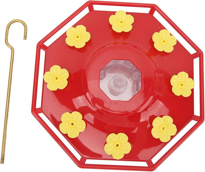 Feeder with Copper Hook Yellow Flower Design for Outdoor Hanging Attracts and Nourishes Hummingbirds in Gardens Patios or Balconies
