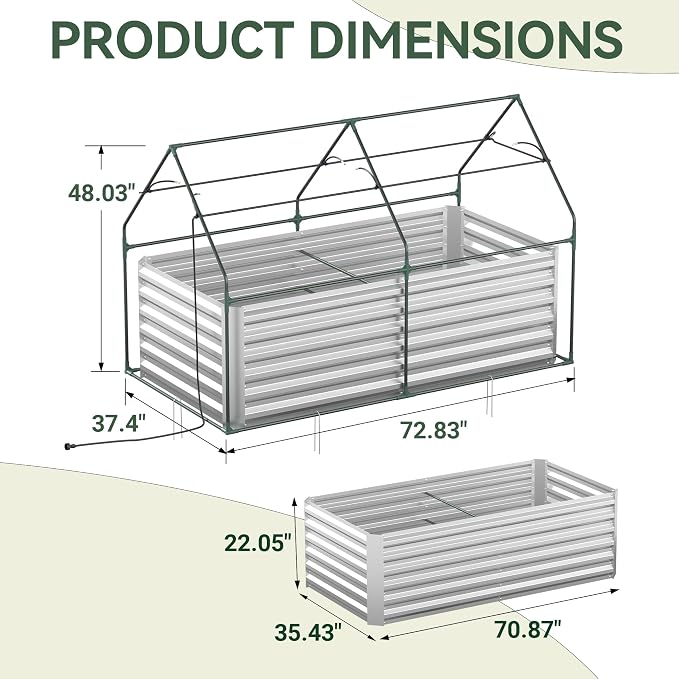 Raised Garden Bed with Self-Watering System, 6x3x2 ft Elevated Planter Boxes Outdoor with PE Cover, Galvanized Raised Beds for Gardening,Vegetables,Flowers, Backyard, Patio
