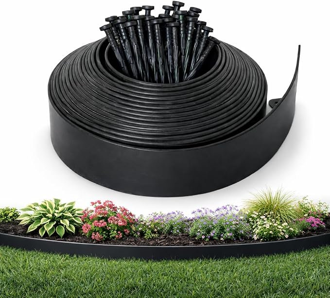 Gardzen Landscape Edging Kit, 40-Foot Long, 3-Inch Tall, No Dig Garden Edging Border for Flower Beds, Tree Rings, Pathways, Includes 40 Spikes
