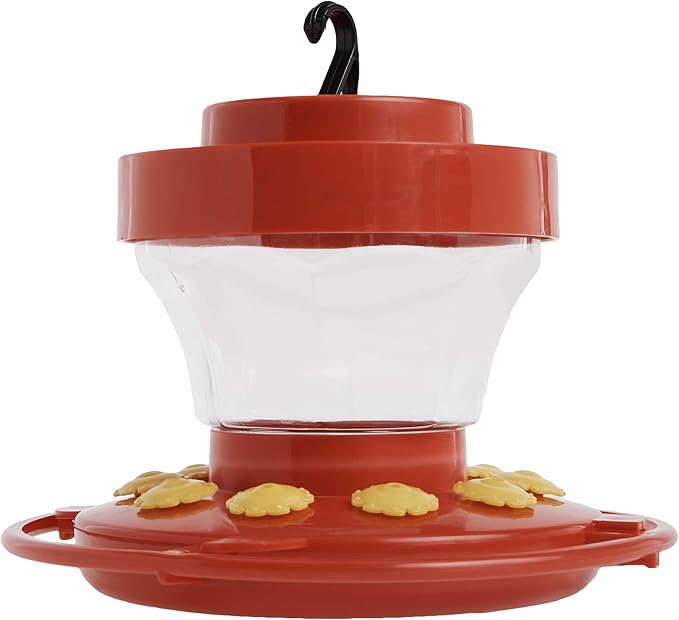 First Nature 993091-546 16 oz. Hummingbird Flower Feeder , Red