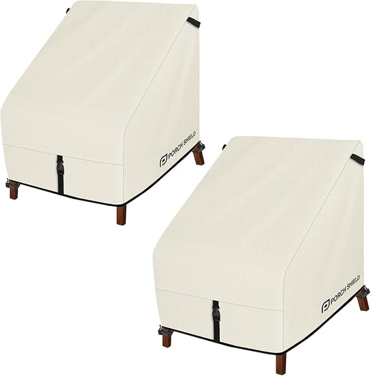 Porch Shield Patio Chair Covers - Waterproof Outdoor Lounge Deep Seat Adirondack Chair Cover 2 Pack - 34W x 37D x 36H inch, Beige