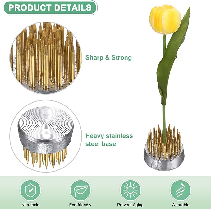 M METERXITY 12-Pack Flower Frog 0.9" Round Brass Flower Pins Flower Frog Holder Flower Arranger Fixed Tools Floral Frog for Arrangements Vase/Plant Decoration/Home Decor [1.1cm Pins]
