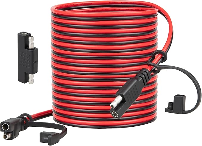 Oyviny 25FT Battery Charger SAE Extension Cable 16AWG, 2 Pin SAE Quick Connector for Solar Panel,Automotive,Charging, Trolling Motor with Reversing Adapter