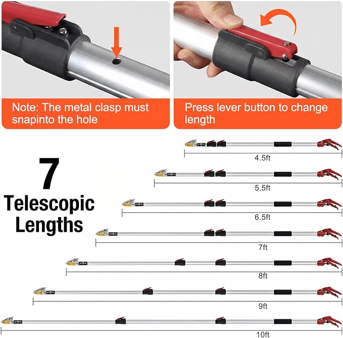 3-in-1 Pole Saws for Tree Trimming, SK5 Blade Extendable Pole Pruner, Telescoping Long Branch Cutter Tall Tree Trimmer, High Reach Pruning Shears for Garden Yard Fruit Picking