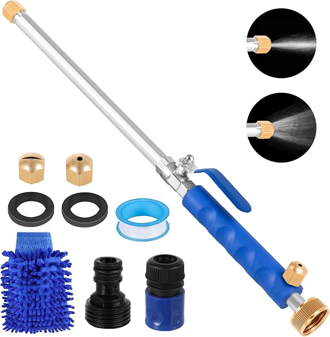 Jet Nozzle for Garden Hose 2-in-1 Jet Nozzle High Pressure Hose Nozzle with 2 Different Nozzles and Hose Quick Connectors for Car Pet Garden Cleaning