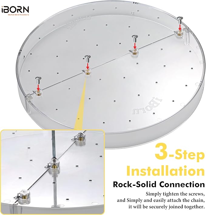 iBorn Bird Seed Catcher Tray, 5.9” Large Bird Feeder Tray Polycarbonate(PC), Squirrel Chew Proof Seed Catcher for Bird Feeder for Outdoors Hanging, Clear