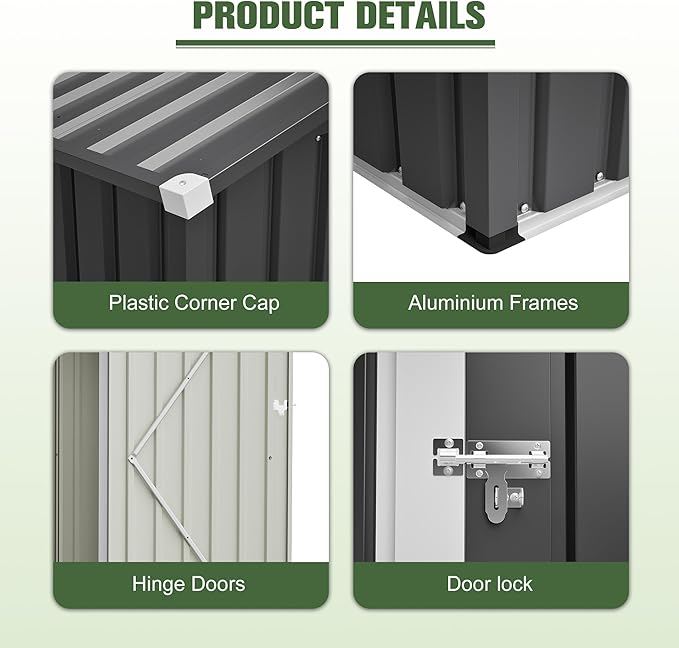 YOPTO 6x4 FT Outdoor Storage Shed,Metal Shed with Window,Garden Shed W/Dual Air Vents & Lockable Sliding Door,All Weather Waterproof Tool House W/Sloped Roof,for Patio,Yard,Lawn,Black