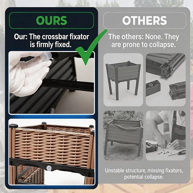 3PCS Raised Garden Beds Outdoor with Legs Planter Box, 47x20x21in Reinforced Support Rods, Drainage Grid, Multi-Combination Options for Vegetables, Flowers, Herbs, Ideal for Balcony, Patio Gardening
