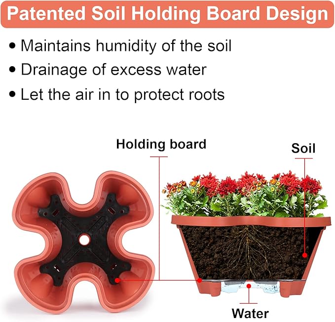 GameXcel Vertical Planter Tower - 5 Tier Stackable Garden Planters with Wheels and Tools Plant Pots for Strawberry Herb Flower and Vegetable Indoor Outdoor Use Red