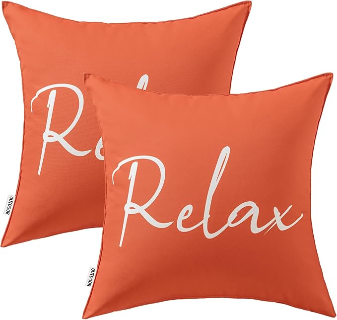 MIULEE Outdoor Waterproof Throw Pillow Covers Set of 2 Relax Decorative Outdoor Square Pillowcases for Chair Patio Garden Couch Tent Balcony Sofa Coral Red 18x18 Inch