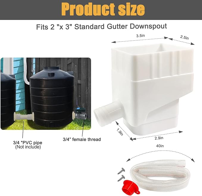 Perfsign Prevent Overflow Rainwater Collection System,Downspout Diverter,Rain Water Catching System,Rain Barrel Spigot kit,Rain Barrel Diverter kit,Downspout Adapter,Roof Rain Diverter Connection Kit