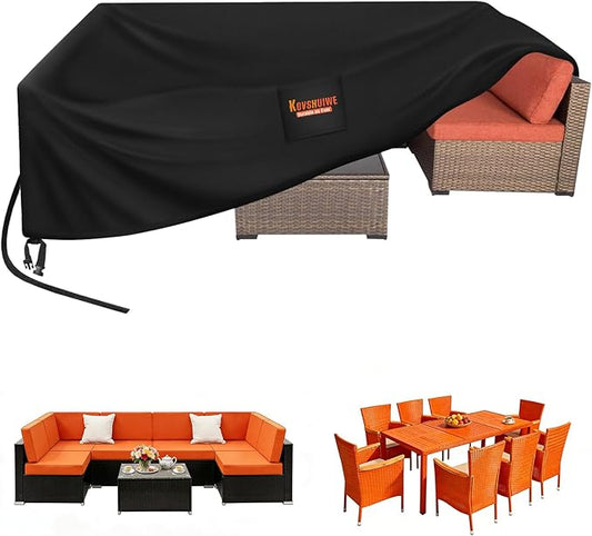 Kovshuiwe Rectangular Patio Furniture Covers, 98.4'' x 78.7'' x 31.8'' | Rectangular Patio Table Cover 300D Oxford Fabric Patio Set Table Cover, Windproof, Anti-UV