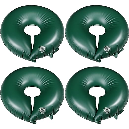 TaoBary 4 Pcs 10 Gallon Tree Watering Ring Bag Slow Release Watering Bag Deep Root Automatic Drip System PVC Drip Irrigation Pouch Donuts for Newly Planted Multi Trunk Trees Shrubs (Green)