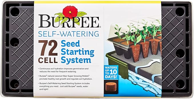 Burpee Self-Watering Seed Starter Tray, 72 Cells & SuperSeed Seed Starting Tray | 16 XL Cell | Reusable & Dishwasher Safe | for Starting Vegetable Seeds, Flower Seeds & Herb Seeds | Indoor Grow Kit