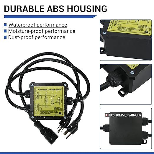 AC120V 15Amp Automatic Transfer Switch, Generator ATS Auto Transfer Switch (NEMA 5-15P/R)