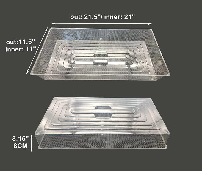 RooTrimmer 10 Pcs Humidity Dome, Plastic Clear Seed Starter Dome 1020 Tray Covers Humidifying and Insulating for Greenhouse Germination and Garden Growing (21.5"×11.5", 3.15" Height, 10-Pack)