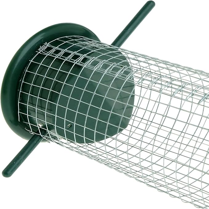Metal Mesh Tube Bird Feeders for Outdoors Hanging, Squirrel Proof Wild Bird Feeders, Finch Bird Feeder for Thistle Seed, for Outside Cardinals Finches Blue Jays (2 Pack Green)