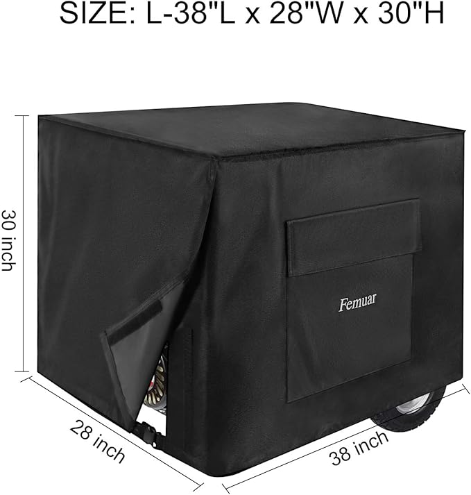 Outdoor Generator Covers Waterproof Heavy Duty 600D Oxford Portable Generator Cover Universal for 5500-15000 Watt Portable Generators ,38x28x30 in