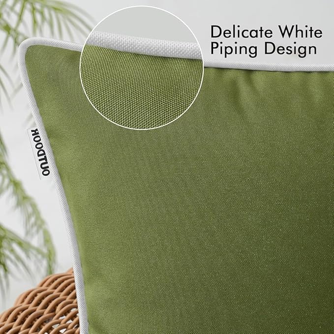 MIULEE Pack of 2 Waterproof Decorative Farmhouse Throw Pillow Covers - Square Solid Color Couch Pillow Covers - Spring for Patio Tent Bed Sofa Living Room - 20x20 Inch Moss Green