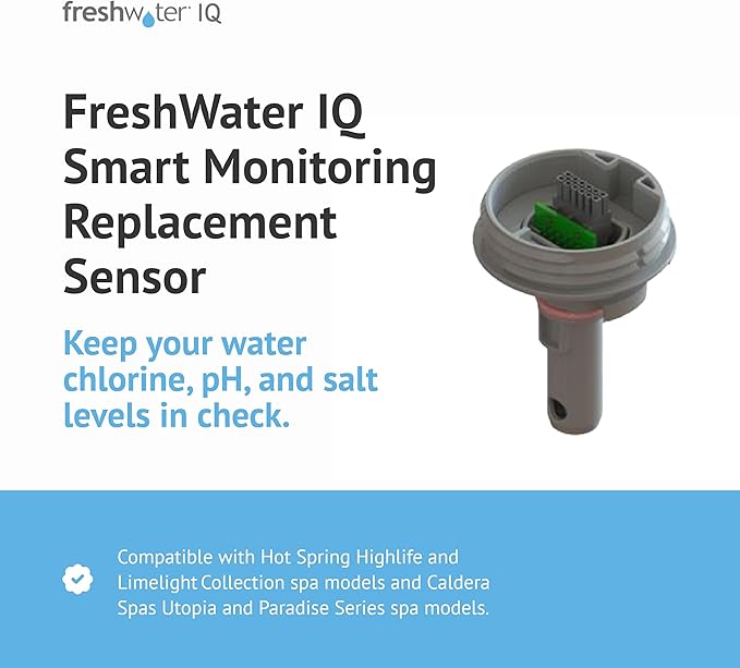 FreshWater Smart Monitoring Sensor - Smart Water Monitor for Spas & Hot Tubs - Smart Monitoring Sensor for Salt Systems - Sensor with Hourly Water Testing to Help Maintain Clean, Natural-Feeling Water